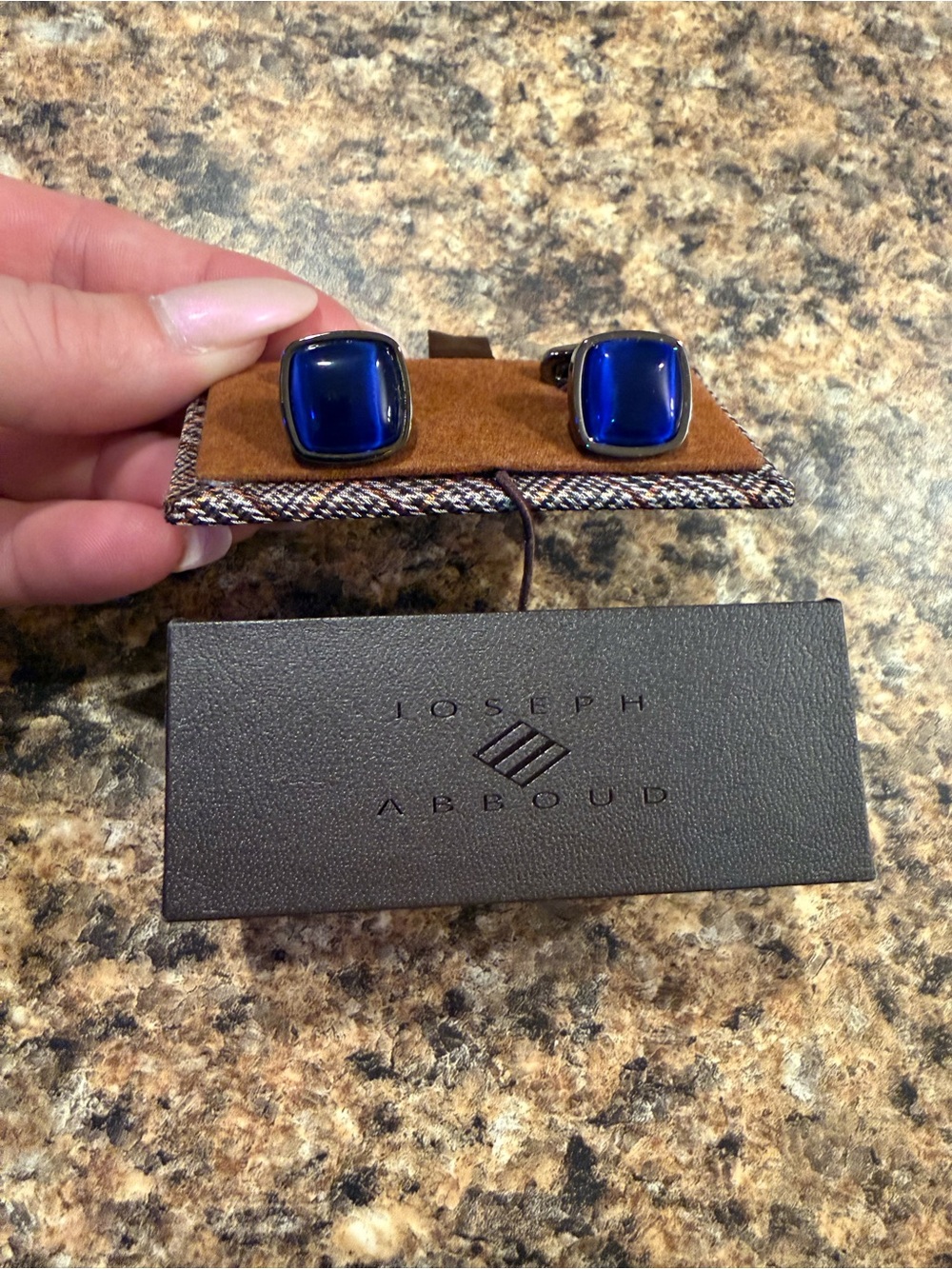 Joseph Abboud Men's Cobalt Blue Square Glass Cufflinks